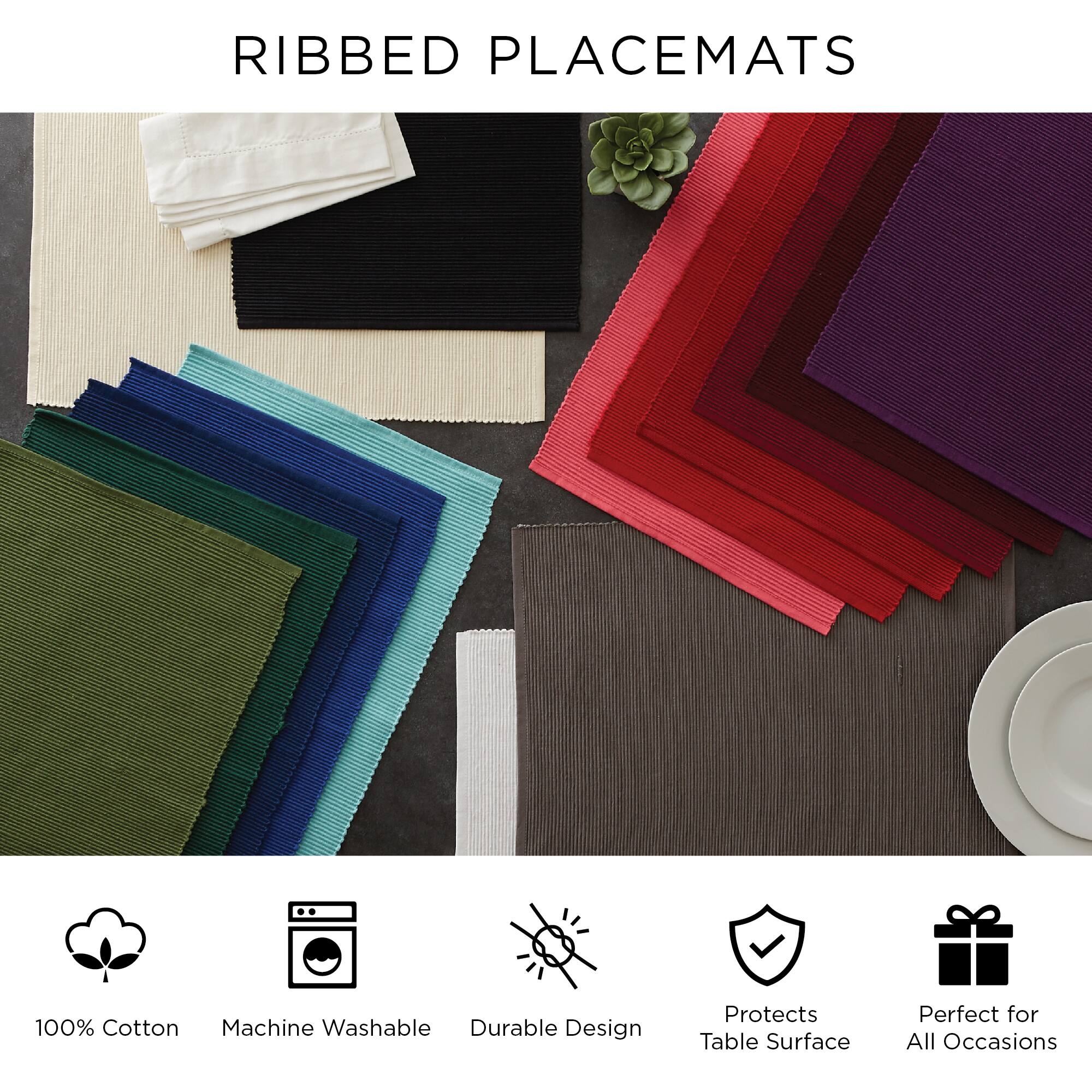 DII® Misty Blue Dobby Dots Rib Placemat (Set of 6)
